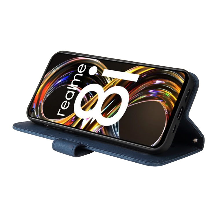 For OPPO Realme 8i Skin Feel Life Tree Metal Button Horizontal Flip Leather Phone Case