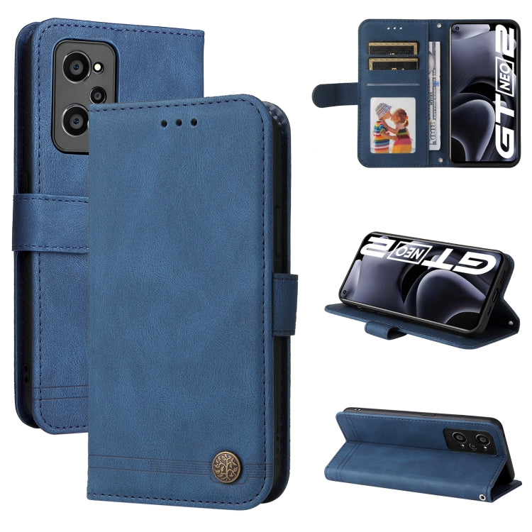 For OPPO Realme GT NEO2 Skin Feel Life Tree Metal Button Horizontal Flip Leather Phone Case