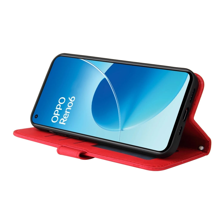 For OPPO Reno6 4G Skin Feel Life Tree Metal Button Horizontal Flip Leather Phone Case