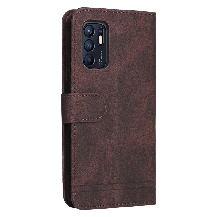 For OPPO Reno6 4G Skin Feel Life Tree Metal Button Horizontal Flip Leather Phone Case