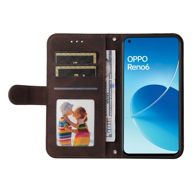 For OPPO Reno6 4G Skin Feel Life Tree Metal Button Horizontal Flip Leather Phone Case