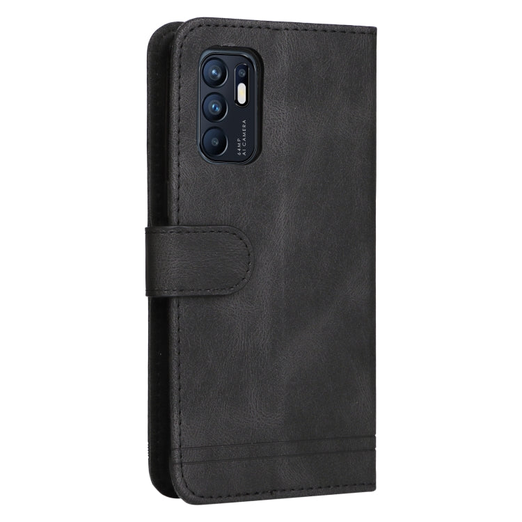 For OPPO Reno6 4G Skin Feel Life Tree Metal Button Horizontal Flip Leather Phone Case