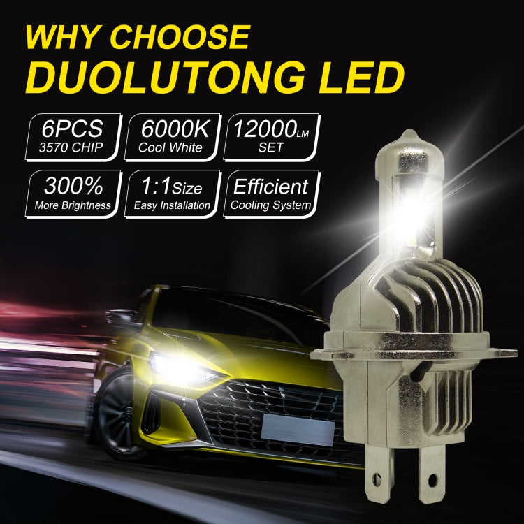 1 Pair A15 H4 DC9-16V / 30W / 3000LM / 6500K IP67 Car LED 3570 Lamp Beads Headlight(White Light)