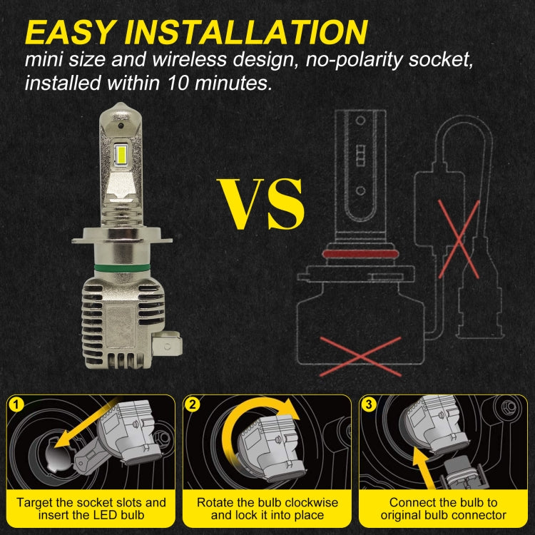 1 Pair A15 H7 DC9-16V / 30W / 3000LM / 6500K IP67 Car LED 3570 Lamp Beads Headlight(White Light)