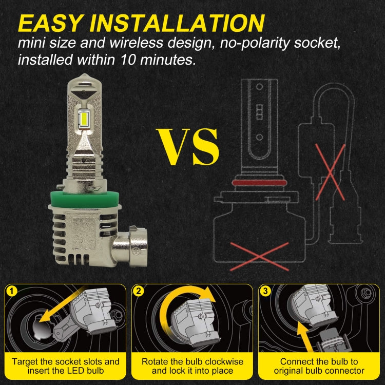 1 Pair A15 H11 DC9-16V / 30W / 3000LM / 6500K IP67 Car LED 3570 Lamp Beads Headlight(White Light)