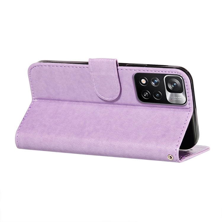 For Xiaomi Redmi Note 11 Pro Flower Vine Embossing Pattern Horizontal Flip Leather Phone Case with Card Slot & Holder & Wallet & Lanyard