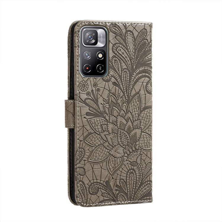 For Xiaomi Redmi Note 11 Lace Flower Leather Phone Case with Holder & Card Slots & Wallet & Photo Frame