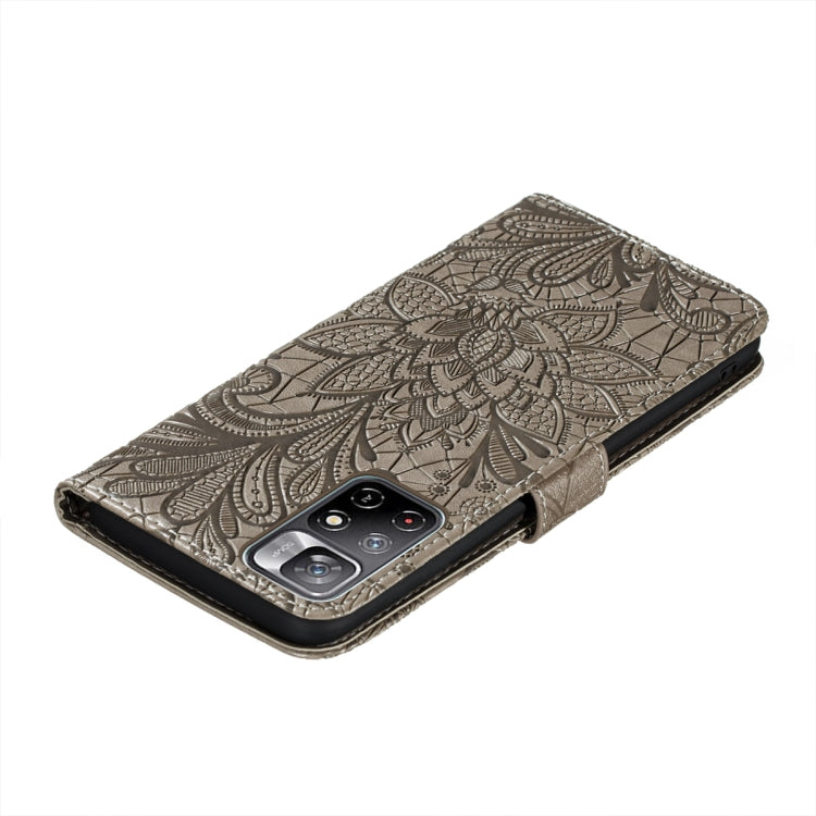 For Xiaomi Redmi Note 11 Lace Flower Leather Phone Case with Holder & Card Slots & Wallet & Photo Frame