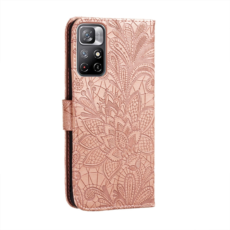 For Xiaomi Redmi Note 11 Lace Flower Leather Phone Case with Holder & Card Slots & Wallet & Photo Frame