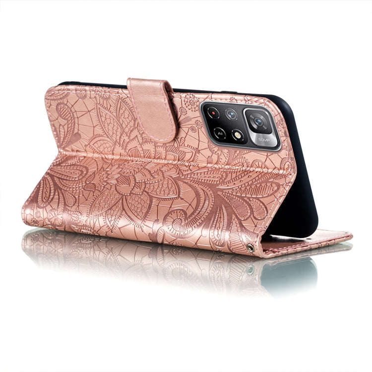 For Xiaomi Redmi Note 11 Lace Flower Leather Phone Case with Holder & Card Slots & Wallet & Photo Frame