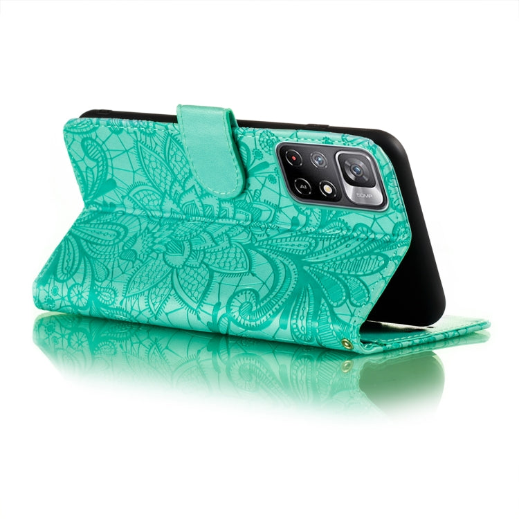 For Xiaomi Redmi Note 11 Lace Flower Leather Phone Case with Holder & Card Slots & Wallet & Photo Frame