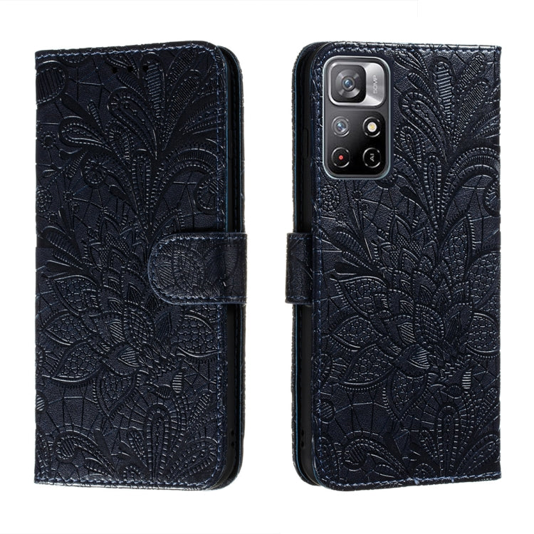 For Xiaomi Redmi Note 11 Lace Flower Leather Phone Case with Holder & Card Slots & Wallet & Photo Frame
