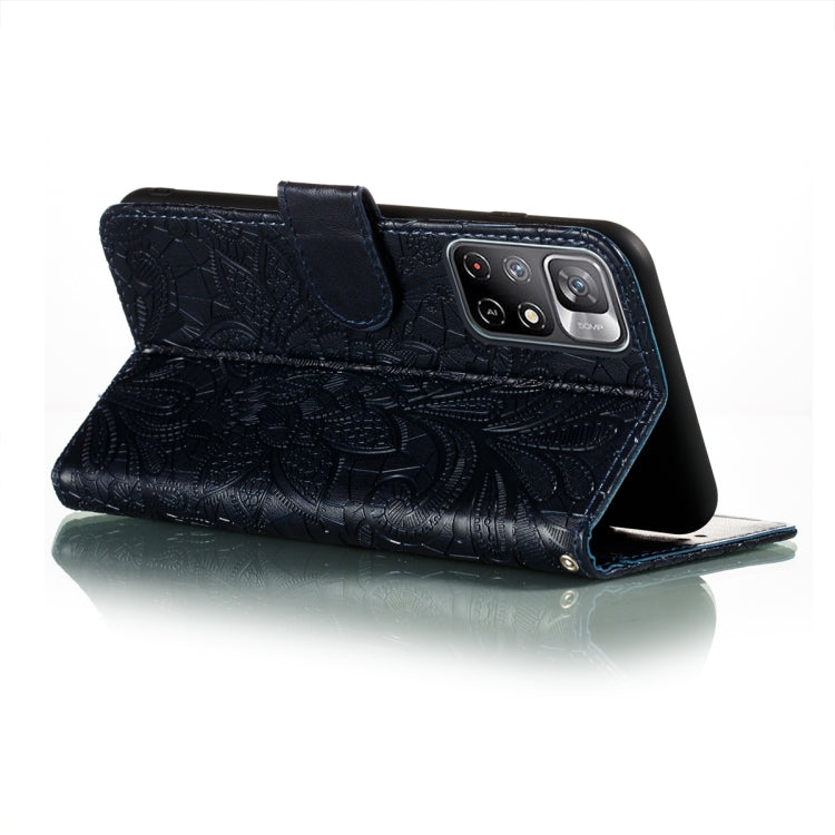 For Xiaomi Redmi Note 11 Lace Flower Leather Phone Case with Holder & Card Slots & Wallet & Photo Frame