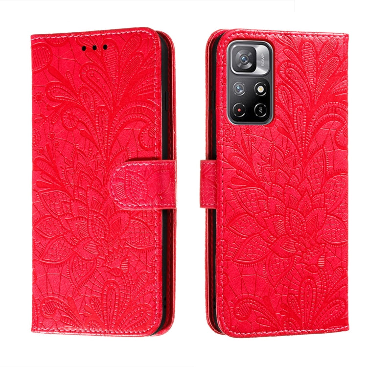 For Xiaomi Redmi Note 11 Lace Flower Leather Phone Case with Holder & Card Slots & Wallet & Photo Frame