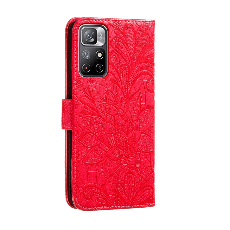 For Xiaomi Redmi Note 11 Lace Flower Leather Phone Case with Holder & Card Slots & Wallet & Photo Frame