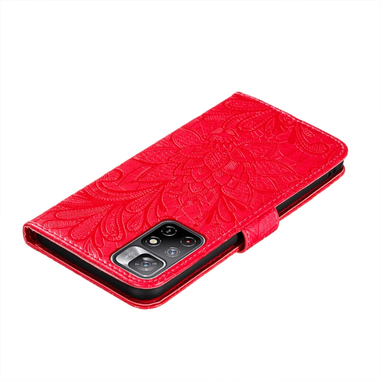 For Xiaomi Redmi Note 11 Lace Flower Leather Phone Case with Holder & Card Slots & Wallet & Photo Frame
