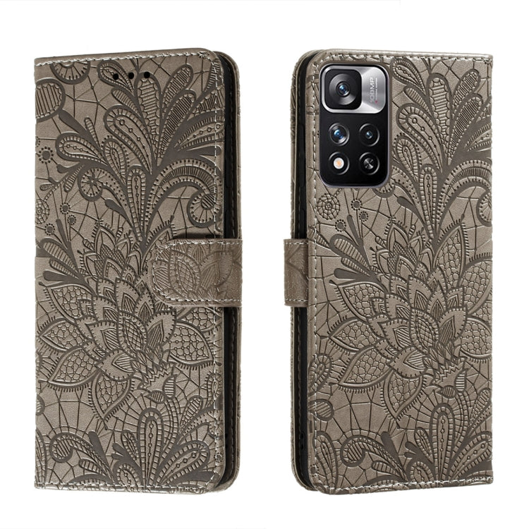 For Xiaomi Redmi Note 11 Pro Lace Flower Leather Phone Case with Holder & Card Slots & Wallet & Photo Frame