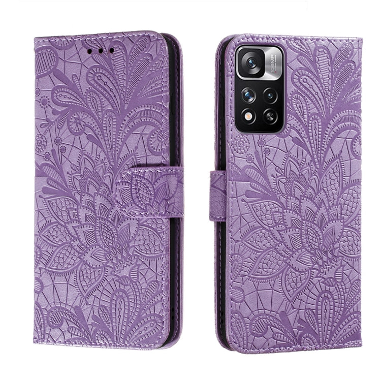 For Xiaomi Redmi Note 11 Pro Lace Flower Leather Phone Case with Holder & Card Slots & Wallet & Photo Frame