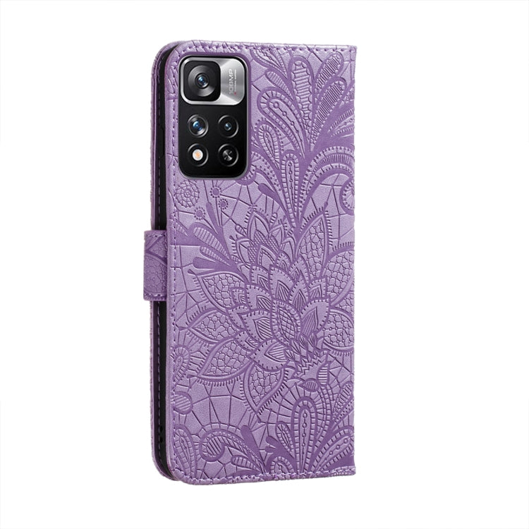 For Xiaomi Redmi Note 11 Pro Lace Flower Leather Phone Case with Holder & Card Slots & Wallet & Photo Frame