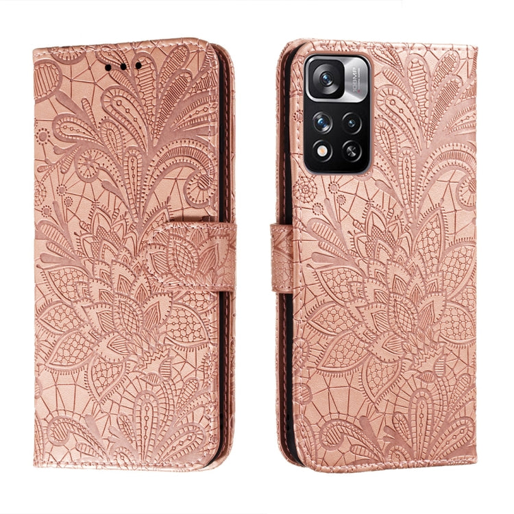 For Xiaomi Redmi Note 11 Pro Lace Flower Leather Phone Case with Holder & Card Slots & Wallet & Photo Frame