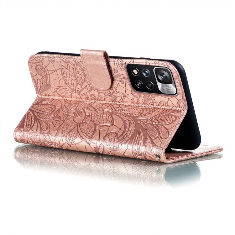 For Xiaomi Redmi Note 11 Pro Lace Flower Leather Phone Case with Holder & Card Slots & Wallet & Photo Frame
