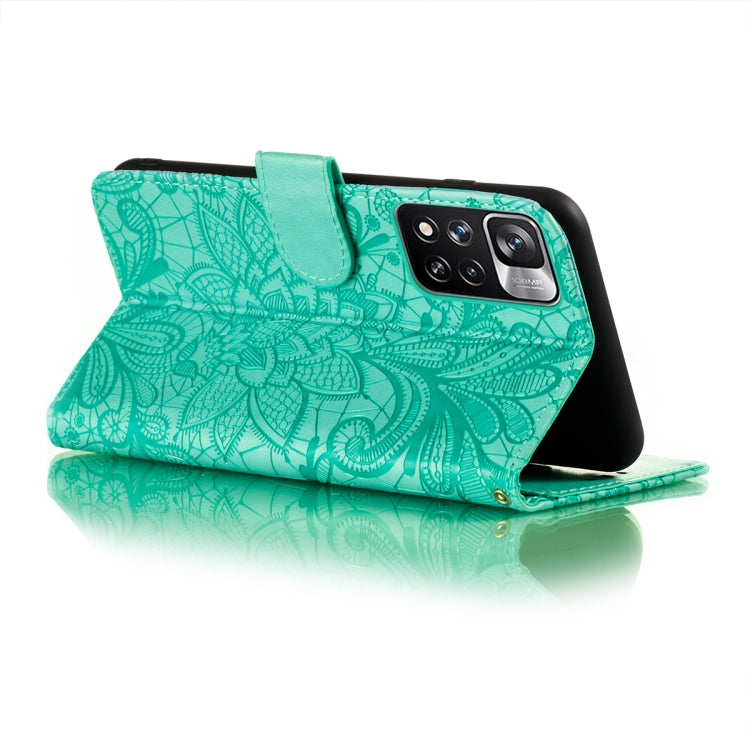 For Xiaomi Redmi Note 11 Pro Lace Flower Leather Phone Case with Holder & Card Slots & Wallet & Photo Frame