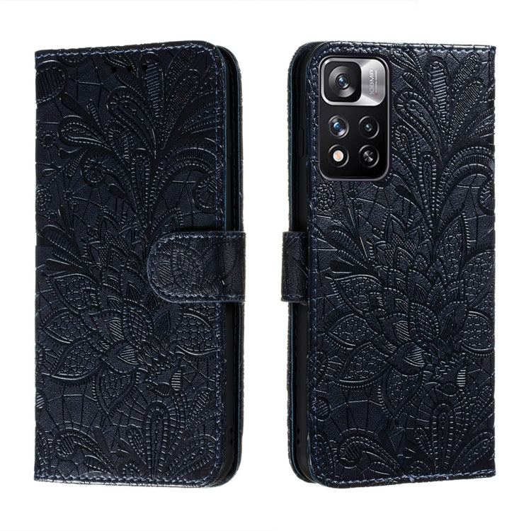 For Xiaomi Redmi Note 11 Pro Lace Flower Leather Phone Case with Holder & Card Slots & Wallet & Photo Frame
