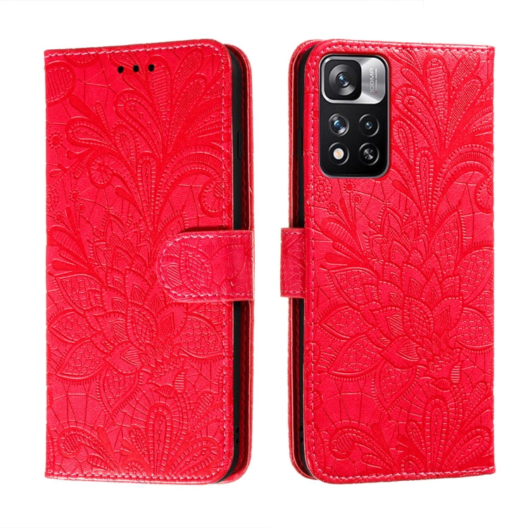 For Xiaomi Redmi Note 11 Pro Lace Flower Leather Phone Case with Holder & Card Slots & Wallet & Photo Frame