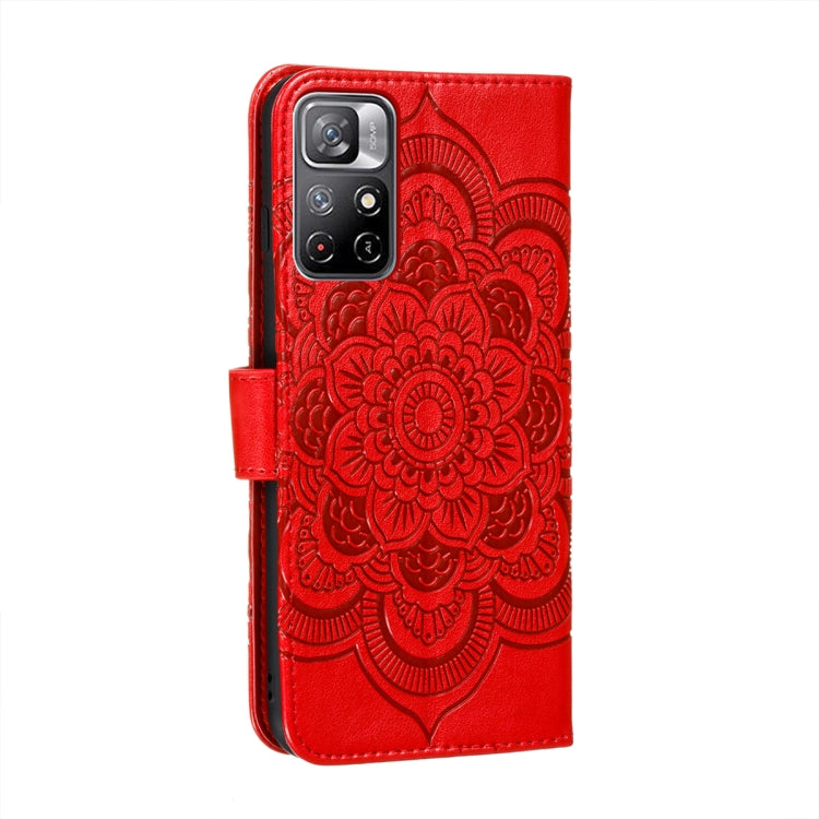 For Xiaomi Redmi Note 11 Sun Mandala Embossing Pattern Phone Leather Case with Holder & Card Slots & Wallet & Lanyard