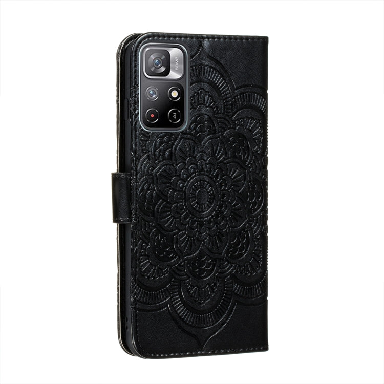 For Xiaomi Redmi Note 11 Sun Mandala Embossing Pattern Phone Leather Case with Holder & Card Slots & Wallet & Lanyard