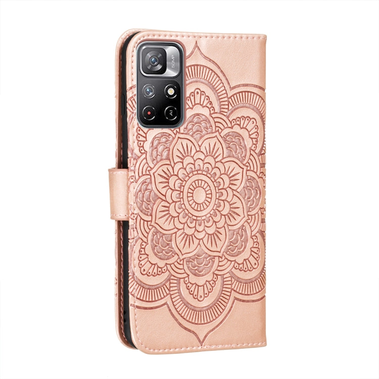 For Xiaomi Redmi Note 11 Sun Mandala Embossing Pattern Phone Leather Case with Holder & Card Slots & Wallet & Lanyard