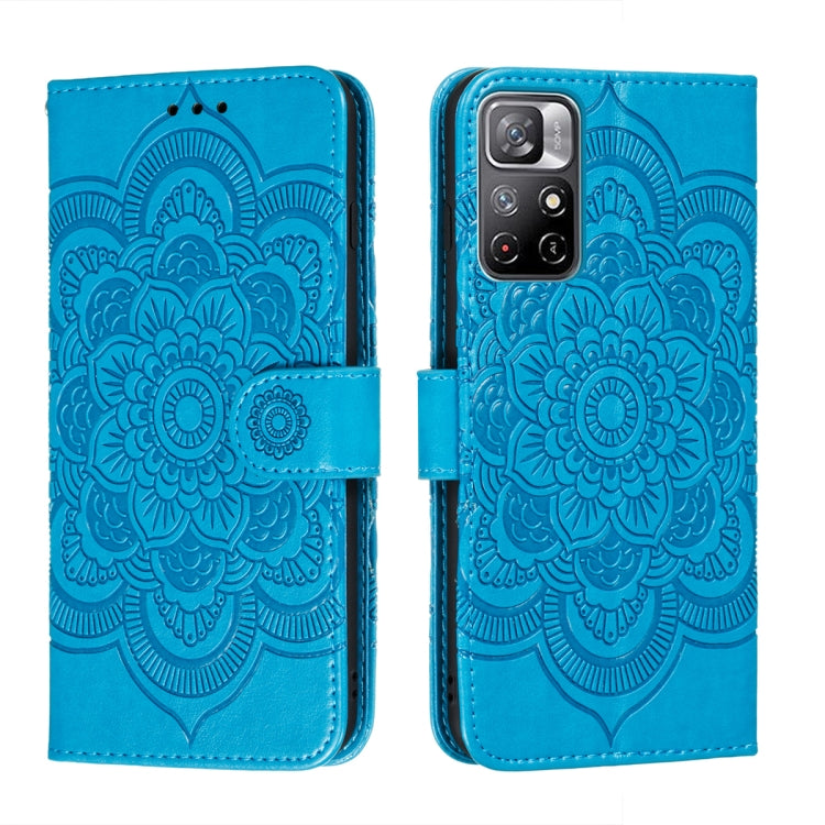 For Xiaomi Redmi Note 11 Sun Mandala Embossing Pattern Phone Leather Case with Holder & Card Slots & Wallet & Lanyard