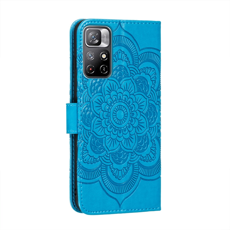 For Xiaomi Redmi Note 11 Sun Mandala Embossing Pattern Phone Leather Case with Holder & Card Slots & Wallet & Lanyard