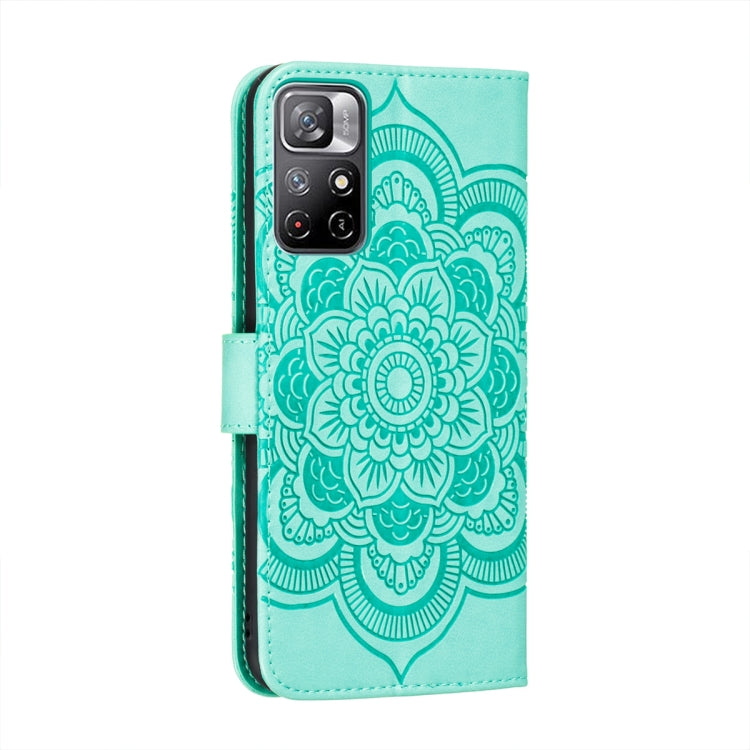 For Xiaomi Redmi Note 11 Sun Mandala Embossing Pattern Phone Leather Case with Holder & Card Slots & Wallet & Lanyard