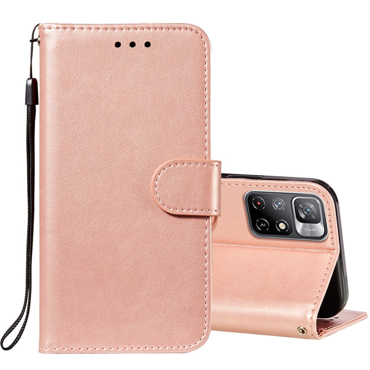 For Xiaomi Redmi Note 11 Solid Color Leather Phone Case with Holder & Card Slots & Wallet & Lanyard