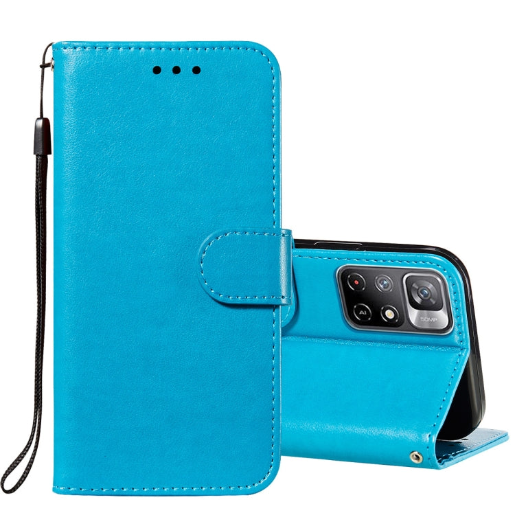 For Xiaomi Redmi Note 11 Solid Color Leather Phone Case with Holder & Card Slots & Wallet & Lanyard
