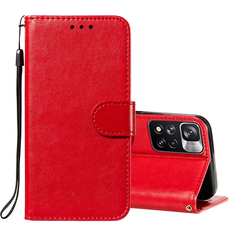 For Xiaomi Redmi Note 11 Pro Solid Color Leather Phone Case with Holder & Card Slots & Wallet & Lanyard