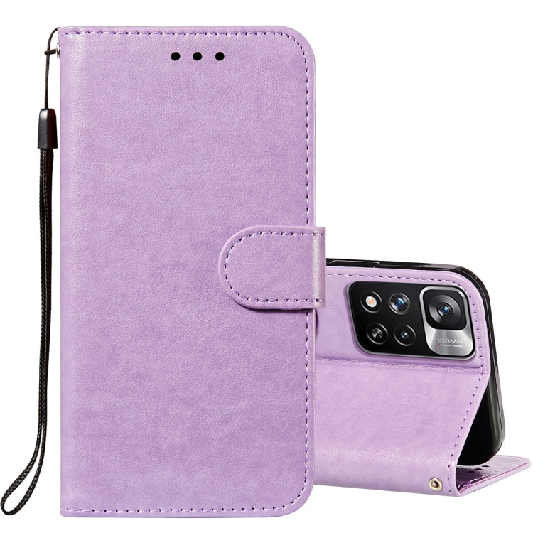 For Xiaomi Redmi Note 11 Pro Solid Color Leather Phone Case with Holder & Card Slots & Wallet & Lanyard
