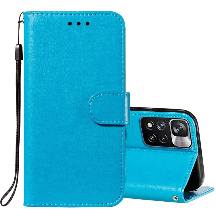 For Xiaomi Redmi Note 11 Pro Solid Color Leather Phone Case with Holder & Card Slots & Wallet & Lanyard