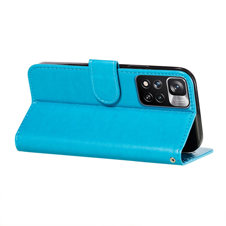 For Xiaomi Redmi Note 11 Pro Solid Color Leather Phone Case with Holder & Card Slots & Wallet & Lanyard