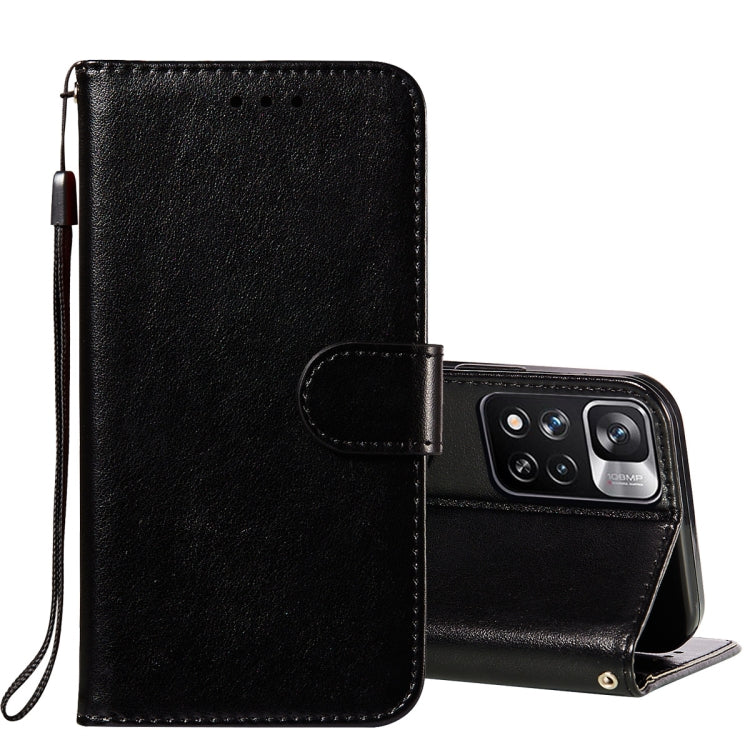 For Xiaomi Redmi Note 11 Pro Solid Color Leather Phone Case with Holder & Card Slots & Wallet & Lanyard