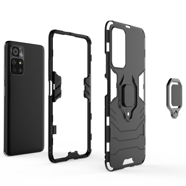 For Xiaomi Redmi Note 11 China / Poco M4 Pro 5G PC + TPU Shockproof Protective Phone Case with Magnetic Ring Holder