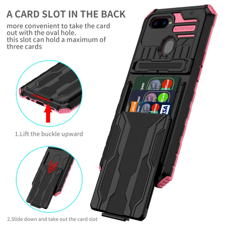 For OPPO A7 / A5S Kickstand Armor Card Wallet Phone Case