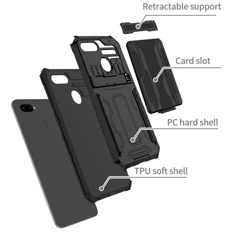 For OPPO A7 / A5S Kickstand Armor Card Wallet Phone Case