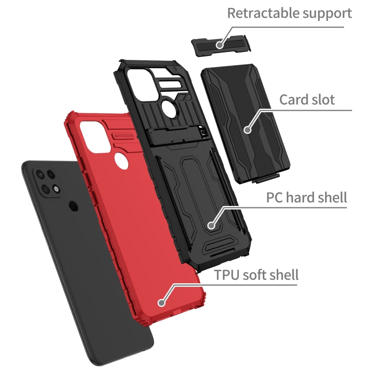For OPPO A15 Kickstand Armor Card Wallet Phone Case