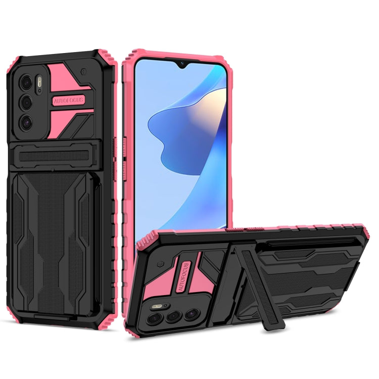 For OPPO A16 Kickstand Armor Card Wallet Phone Case