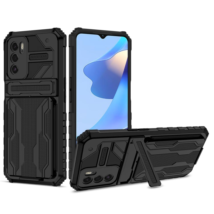 For OPPO A16 Kickstand Armor Card Wallet Phone Case