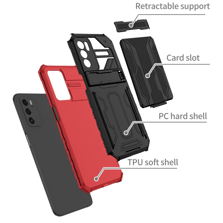 For OPPO A16 Kickstand Armor Card Wallet Phone Case