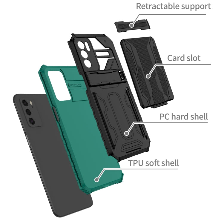 For OPPO A16 Kickstand Armor Card Wallet Phone Case