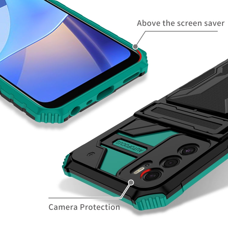 For OPPO A16 Kickstand Armor Card Wallet Phone Case